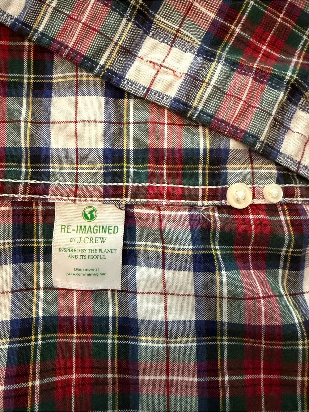 Jcrew men’s organic cotton plaid button-down shirt holiday Christmas tartan